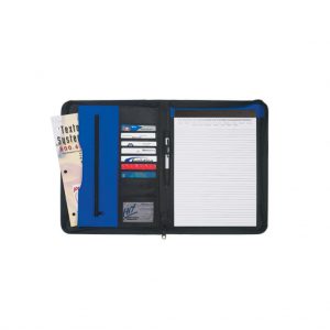 Branded Contemporary Zippered Portfolio BlackBlue