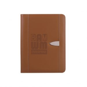 Branded Eclipse Bonded Leather Zippered Portfolio Brown