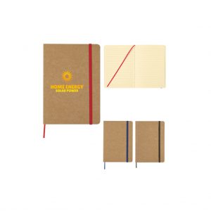 Branded Eco Inspired Strap Notebook NaturalBlack