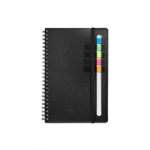 Branded Semester Spiral Notebook with Sticky Flags Black