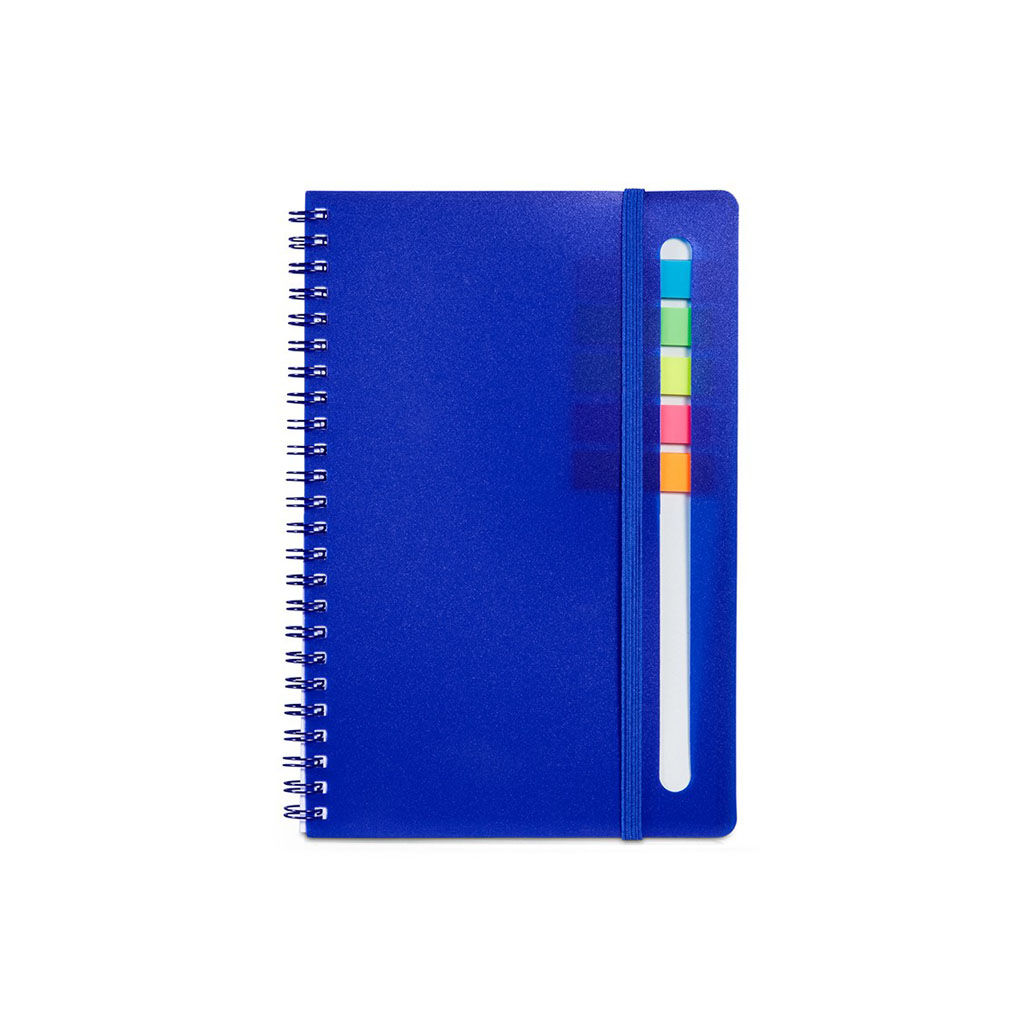 Custom Branded Semester Spiral Notebook with Sticky Flags - Blue