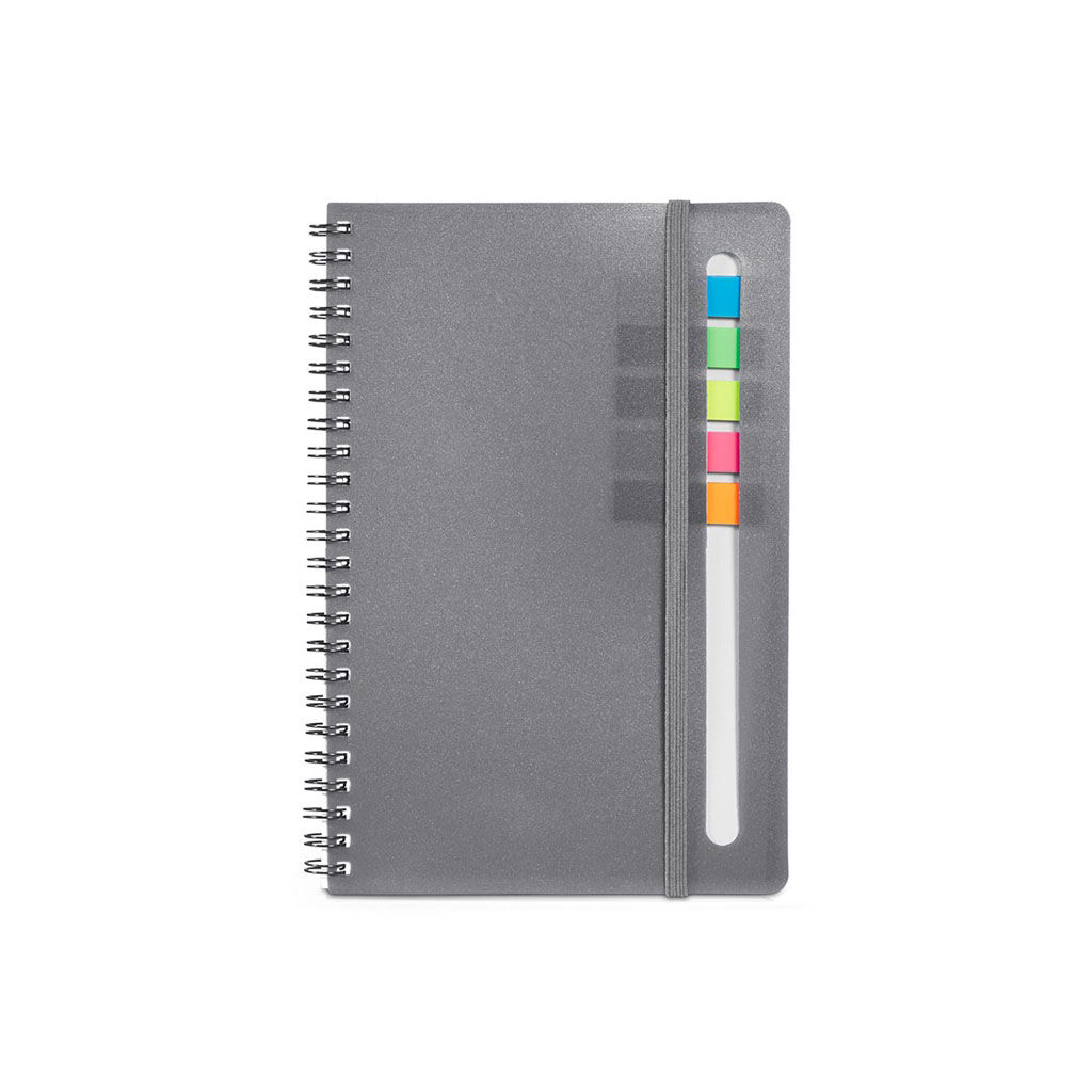 Custom Branded Semester Spiral Notebook with Sticky Flags - Gray