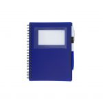 Custom Branded Spiral Notebook with ID Window - Navy Blue