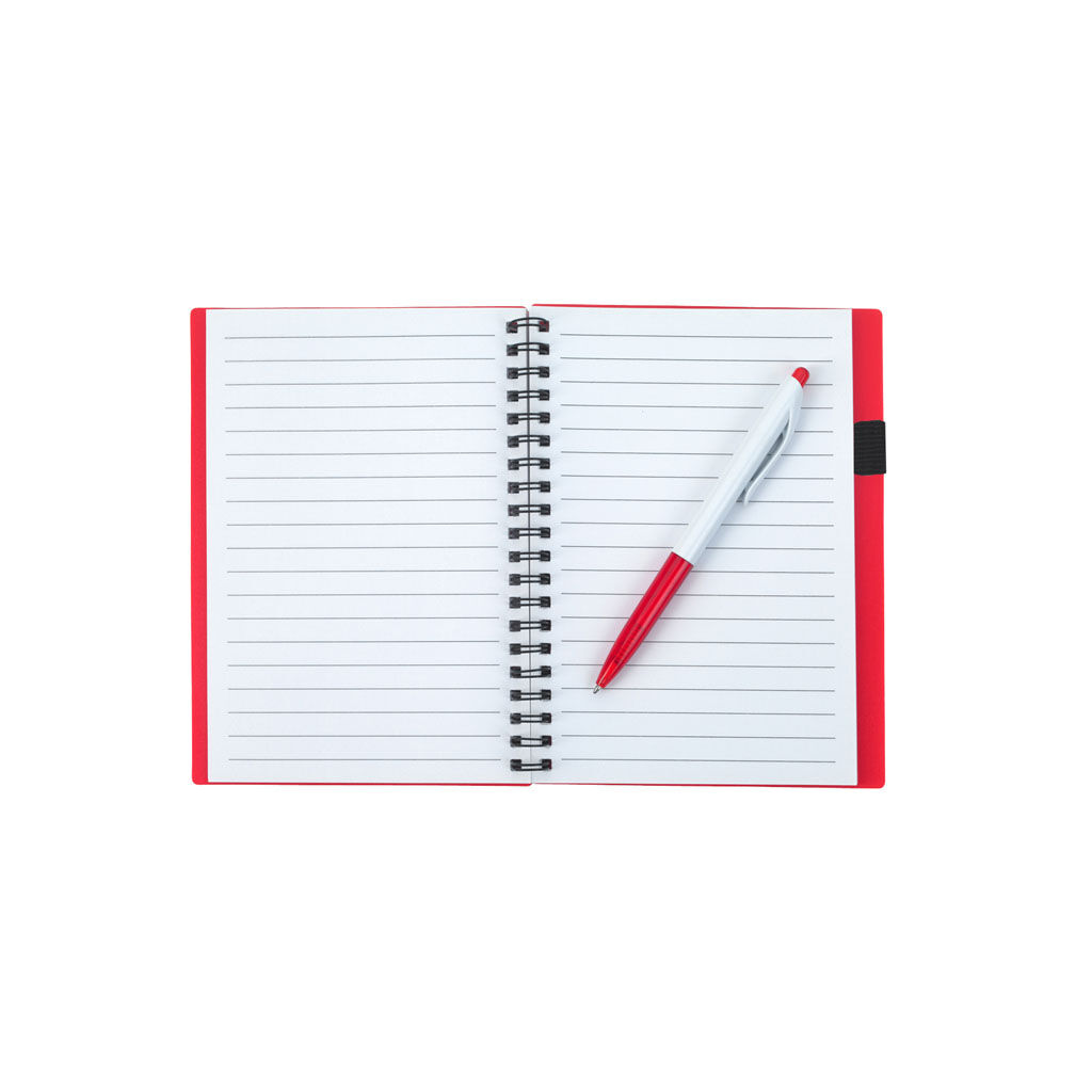 Custom Branded Spiral Notebook with ID Window - Red