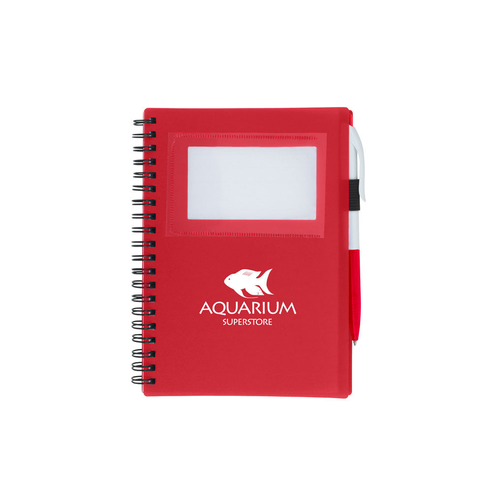 Branded Spiral Notebook with ID Window White