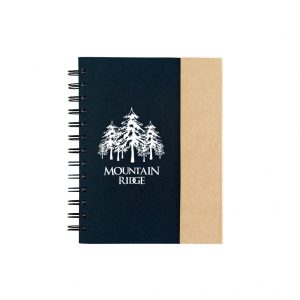 Branded Spiral Notebook with Sticky Notes and Flags Black