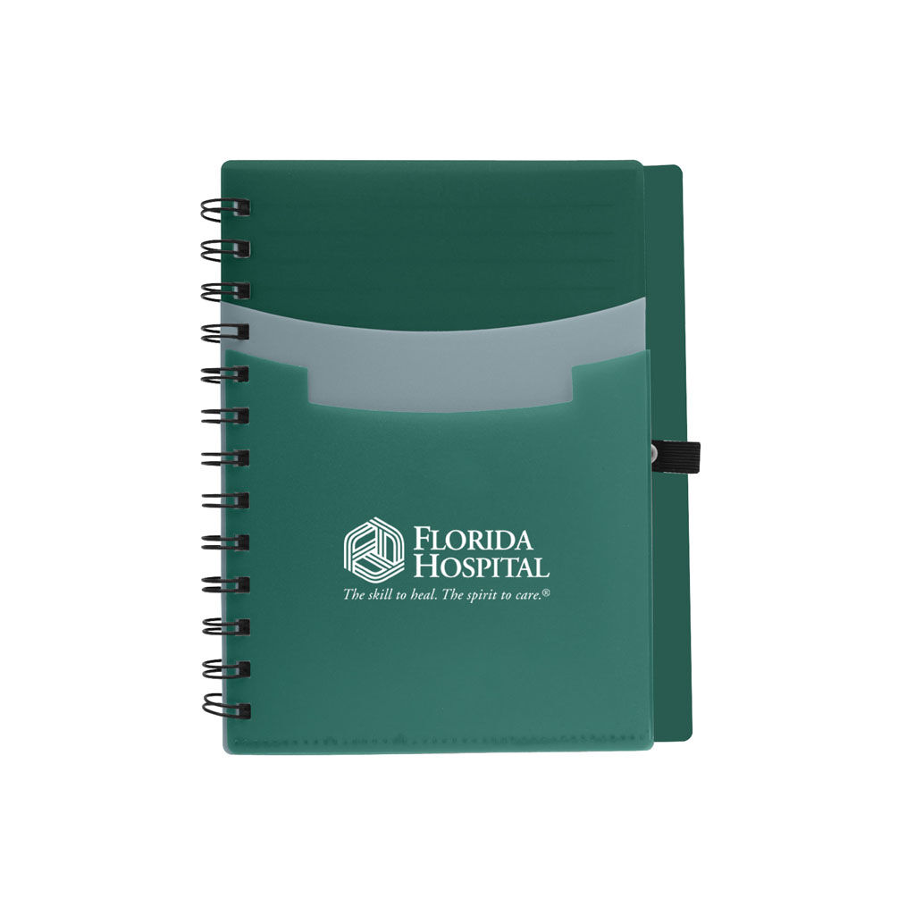 Custom Branded Tri Pocket Notebook - Green