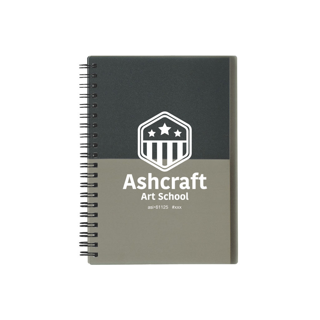 Custom Branded Two-Tone Spiral Notebook - Charcoal