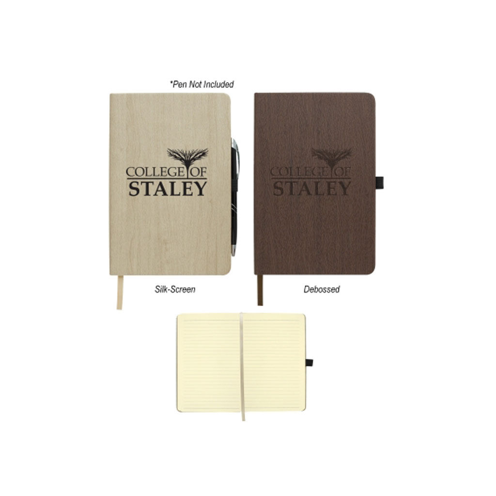Custom Branded Woodgrain Look Notebook - Light Brown
