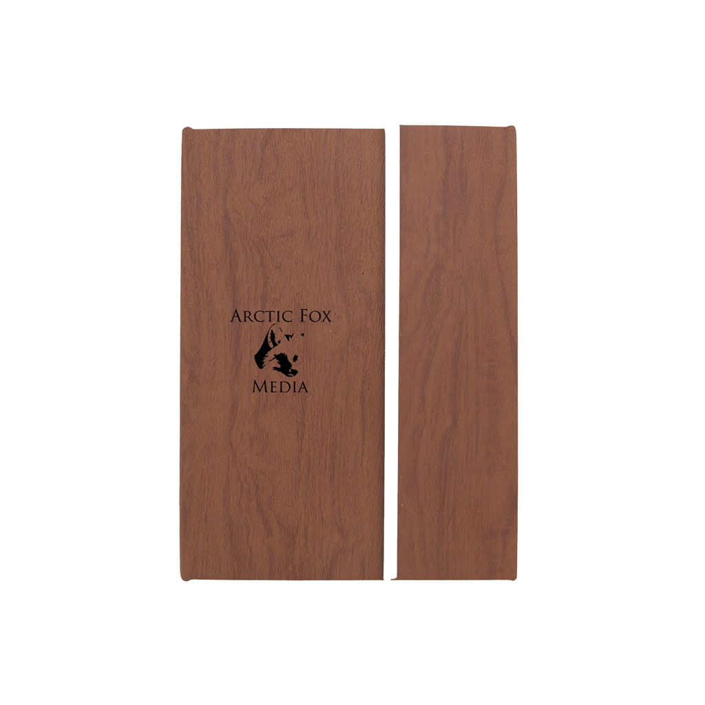 Custom Branded Woodgrain Padfolio with Sticky Notes and Flags - Dark Brown