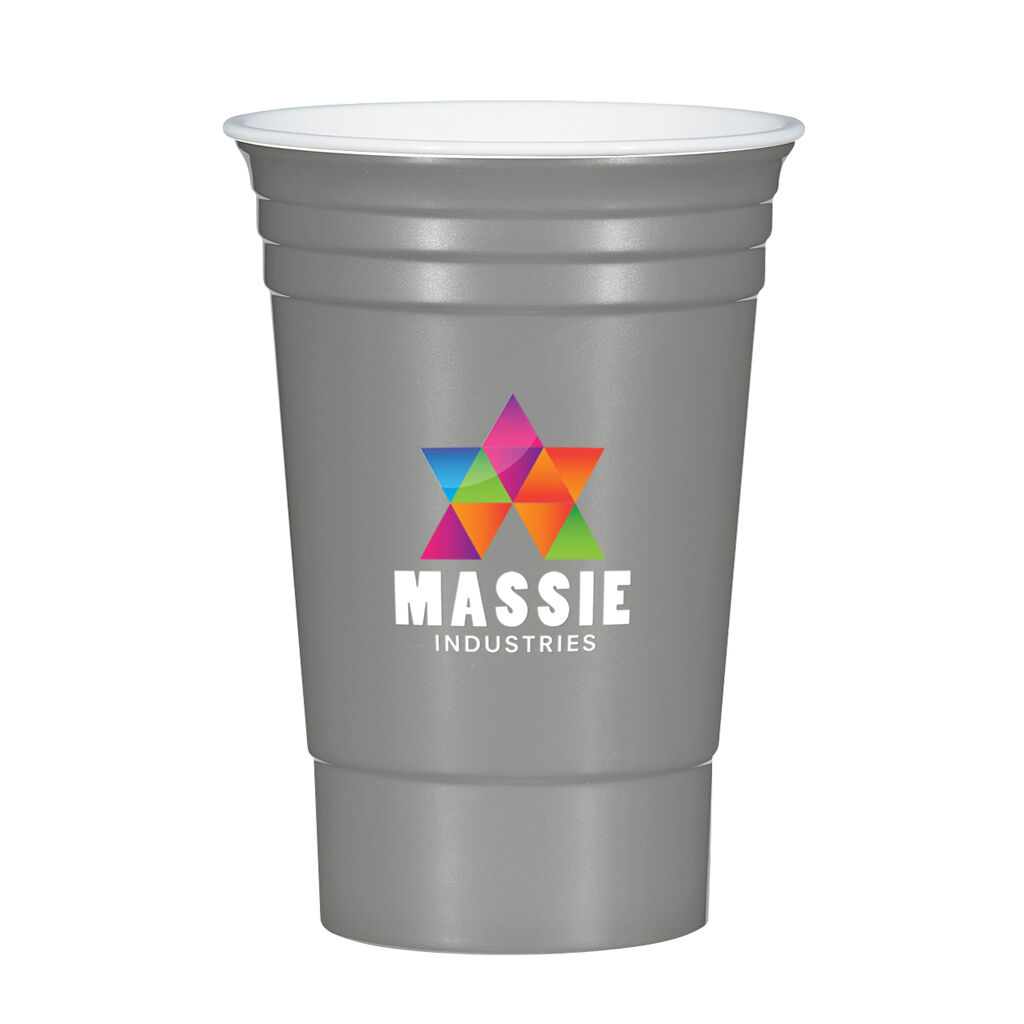 Branded 16 oz Party Cup Metallic Gray