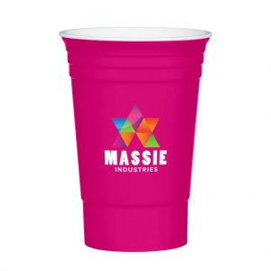 Branded 16 oz Party Cup Neon Pink