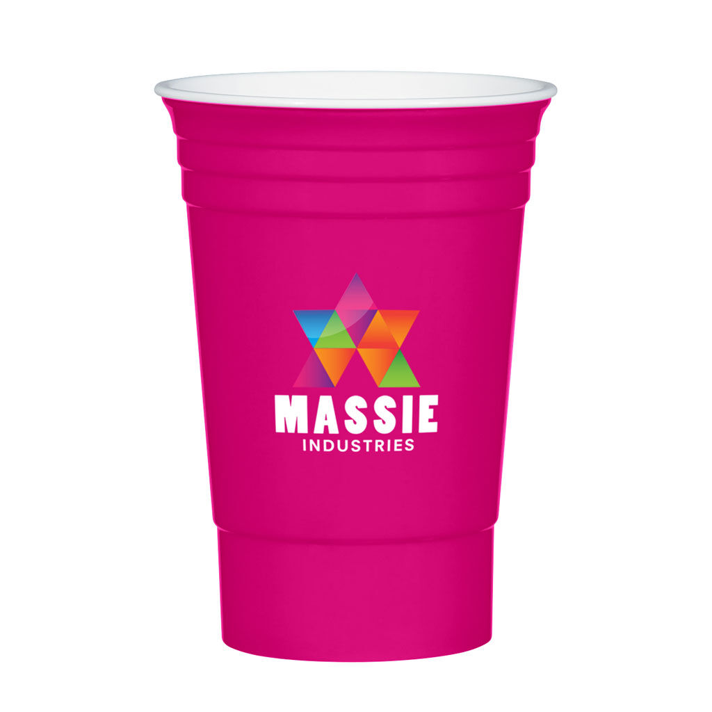 Branded 16 oz Party Cup Neon Pink