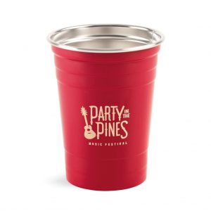 Branded 17 oz Party Time Stainless Tumbler Red