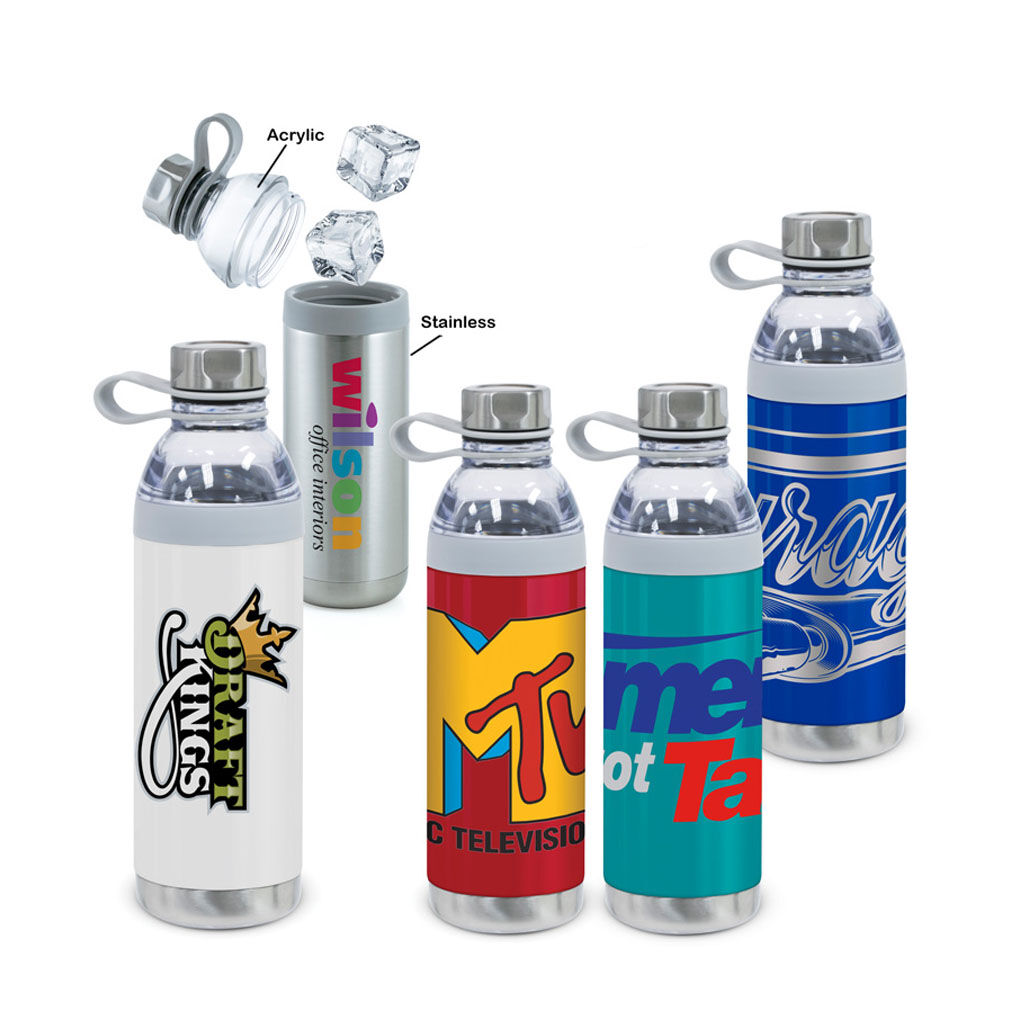 Branded 20 oz Dual Opening Stainless Steel Water Bottle Red