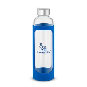 Branded 20 oz Tioga Glass Water Bottle Blue