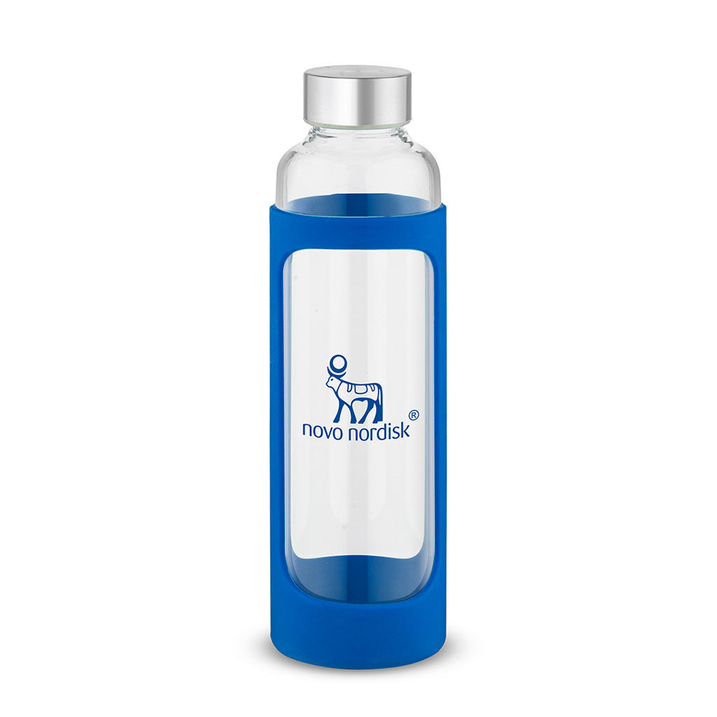 Branded 20 oz Tioga Glass Water Bottle Blue
