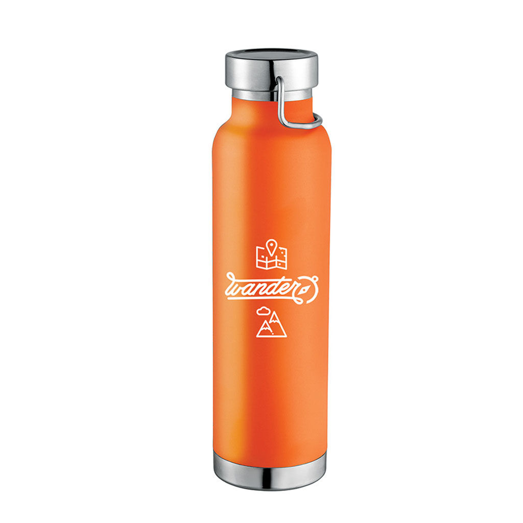 Branded 22 oz Thor Copper Vacuum Insulated Bottle Orange
