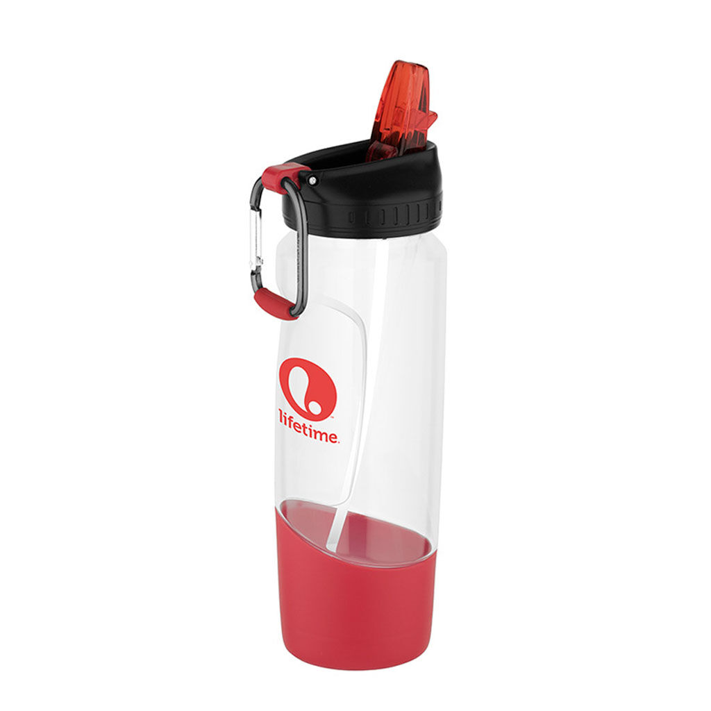 Custom Branded 28 oz Tritan Water Bottle with Carabiner - Red