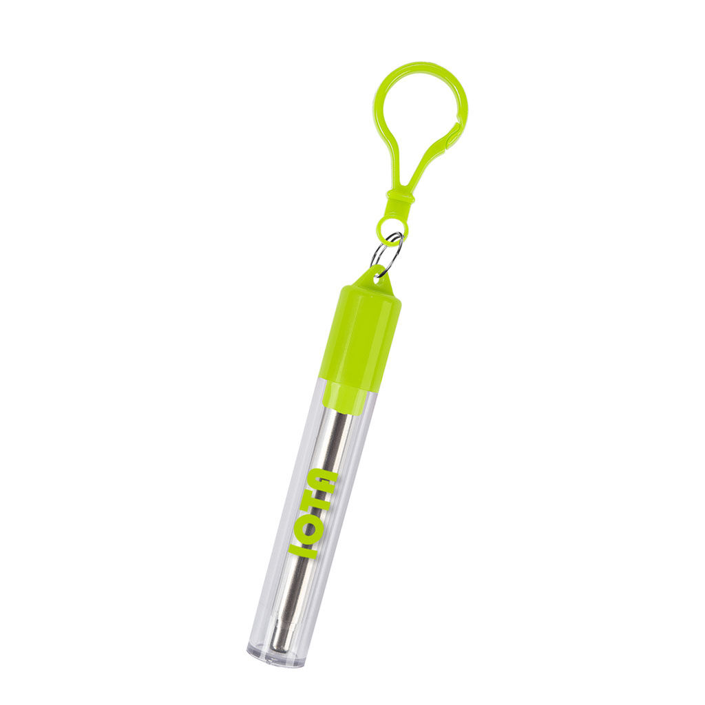 Custom Branded Collapsible Stainless Steel Straw Kit - Lime Green