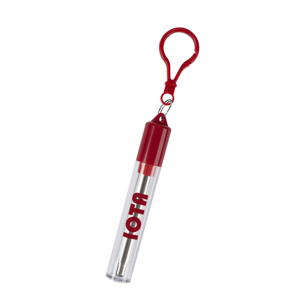 Custom Branded Collapsible Stainless Steel Straw Kit - Red