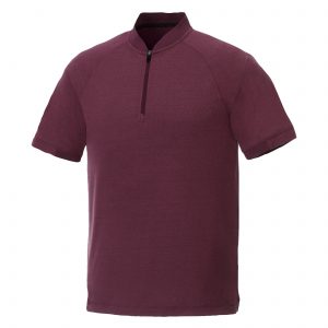 Branded Kinport SS Stand Collar Polo (Male) Maroon Heather