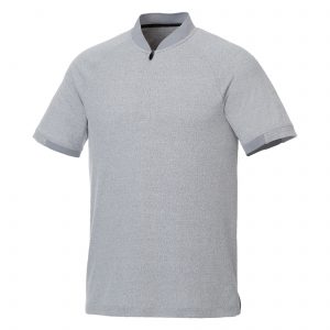 Branded Kinport SS Stand Collar Polo (Male) Silver Heather