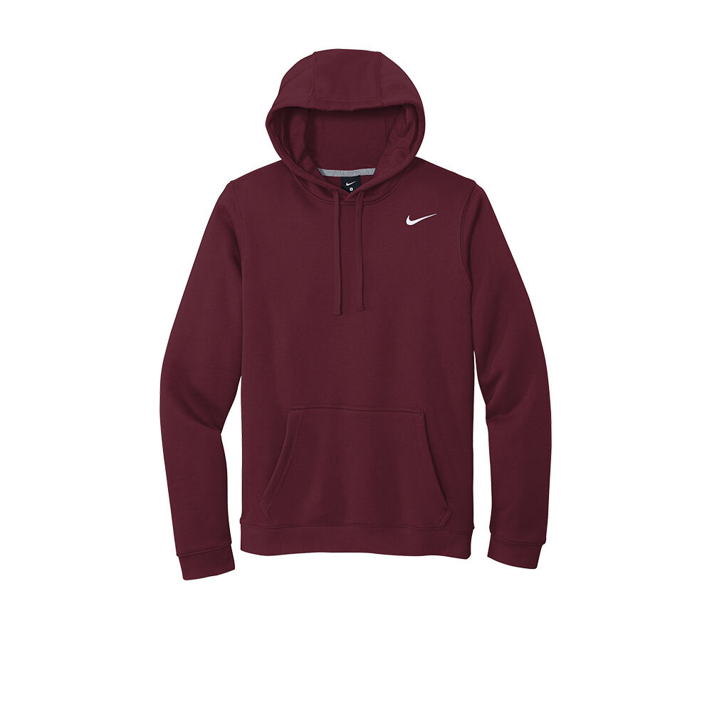 Branded Nike Club Fleece Pullover Hoodie (Male) Dark Maroon