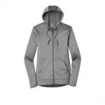 Branded Nike Ladies Therma-FIT Full-Zip Fleece Hoodie Dark Heather Grey