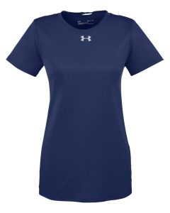 Branded Under Armour Ladies’ Locker T-Shirt 2.0 Midnight Navy/Metallic Silver