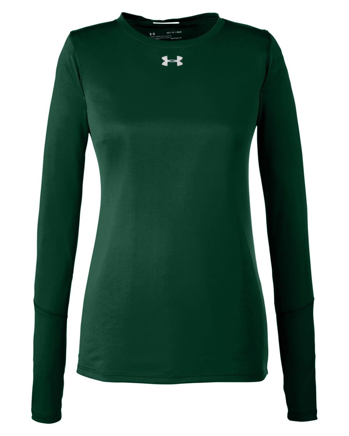 Branded Under Armour Ladies’ Long-Sleeve Locker T-Shirt 2.0 Forest Green/Metallic Silver