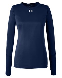 Branded Under Armour Ladies’ Long-Sleeve Locker T-Shirt 2.0 Midnight Navy/Metallic Silver