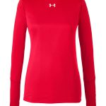 Branded Under Armour Ladies’ Long-Sleeve Locker T-Shirt 2.0 Red/Metallic Silver