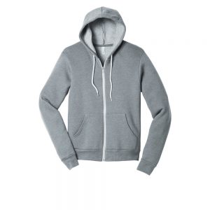 Branded Bella+Canvas Unisex Sponge Fleece Full Zip Hoodie Athletic Heather