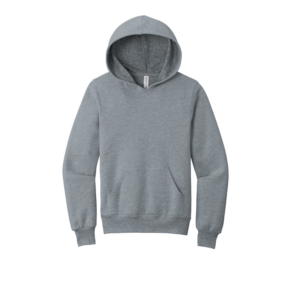 Branded Bella+Canvas Youth Sponge Fleece Pullover Hoodie Athletic Heather