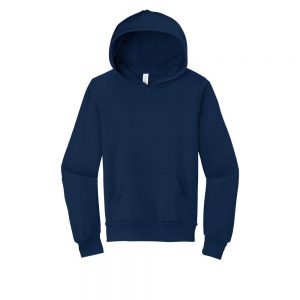 Branded Bella+Canvas Youth Sponge Fleece Pullover Hoodie Navy