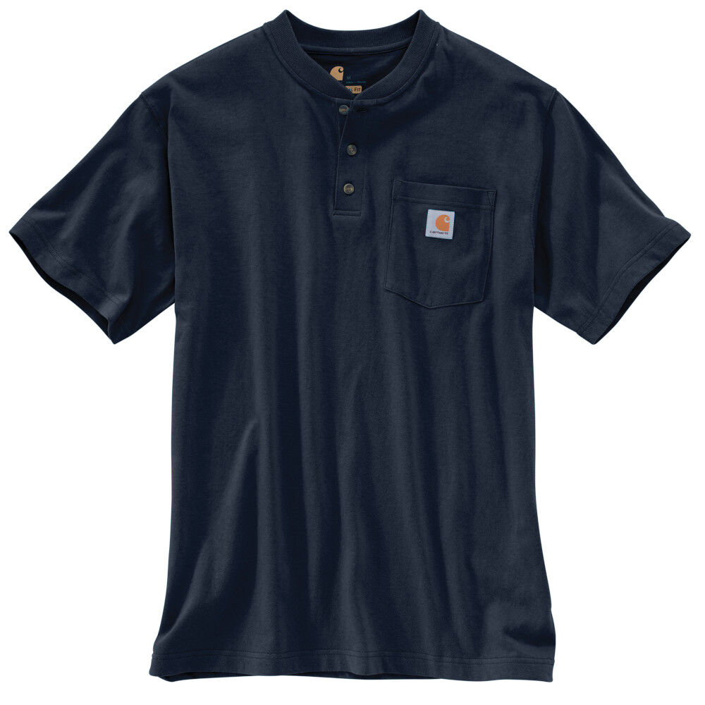 Branded Carhartt Short Sleeve Henley T-Shirt Navy