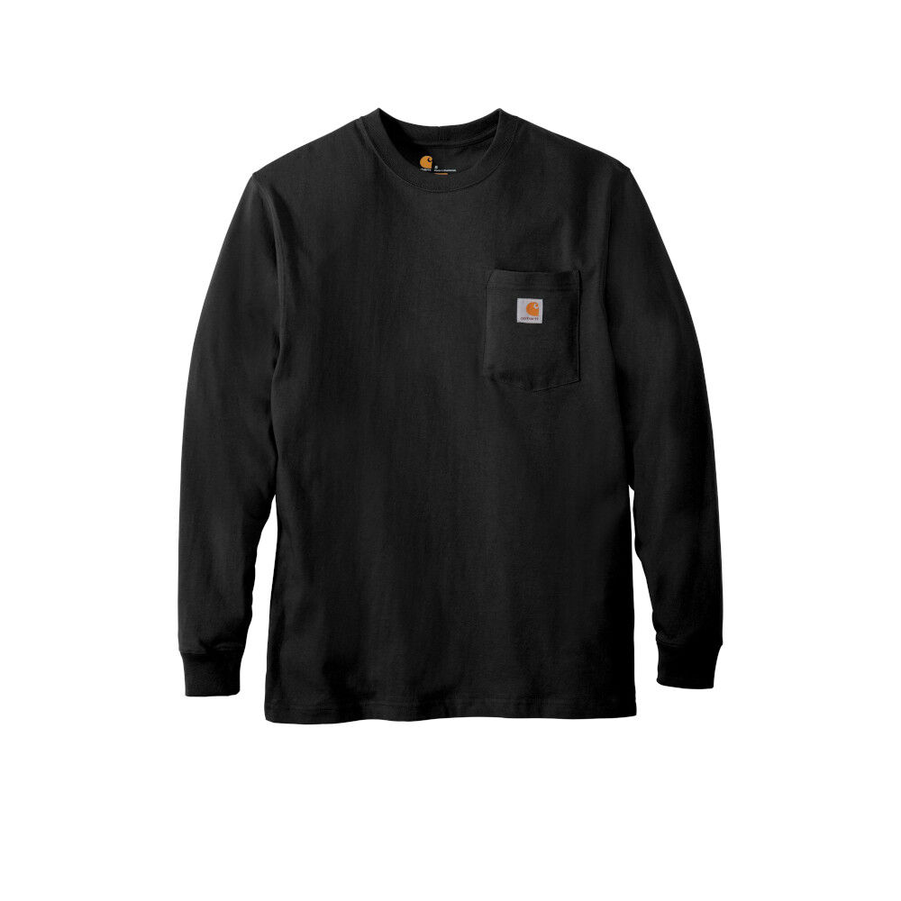 Branded Carhartt Workwear Pocket Long Sleeve T-Shirt Black