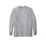 Branded Carhartt Workwear Pocket Long Sleeve T-Shirt Heather Grey