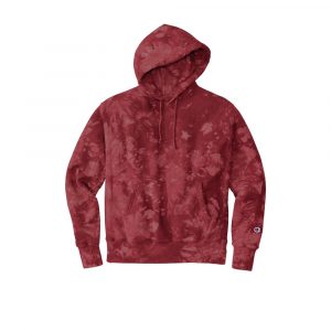 Branded Champion reverse Weave Scrunch-Dye Tie-Dye Hooded Sweatshirt Mulled Berry