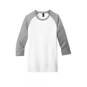 Branded District Very Important Tee 3/4 Sleeve Raglan Light Heather Grey/White