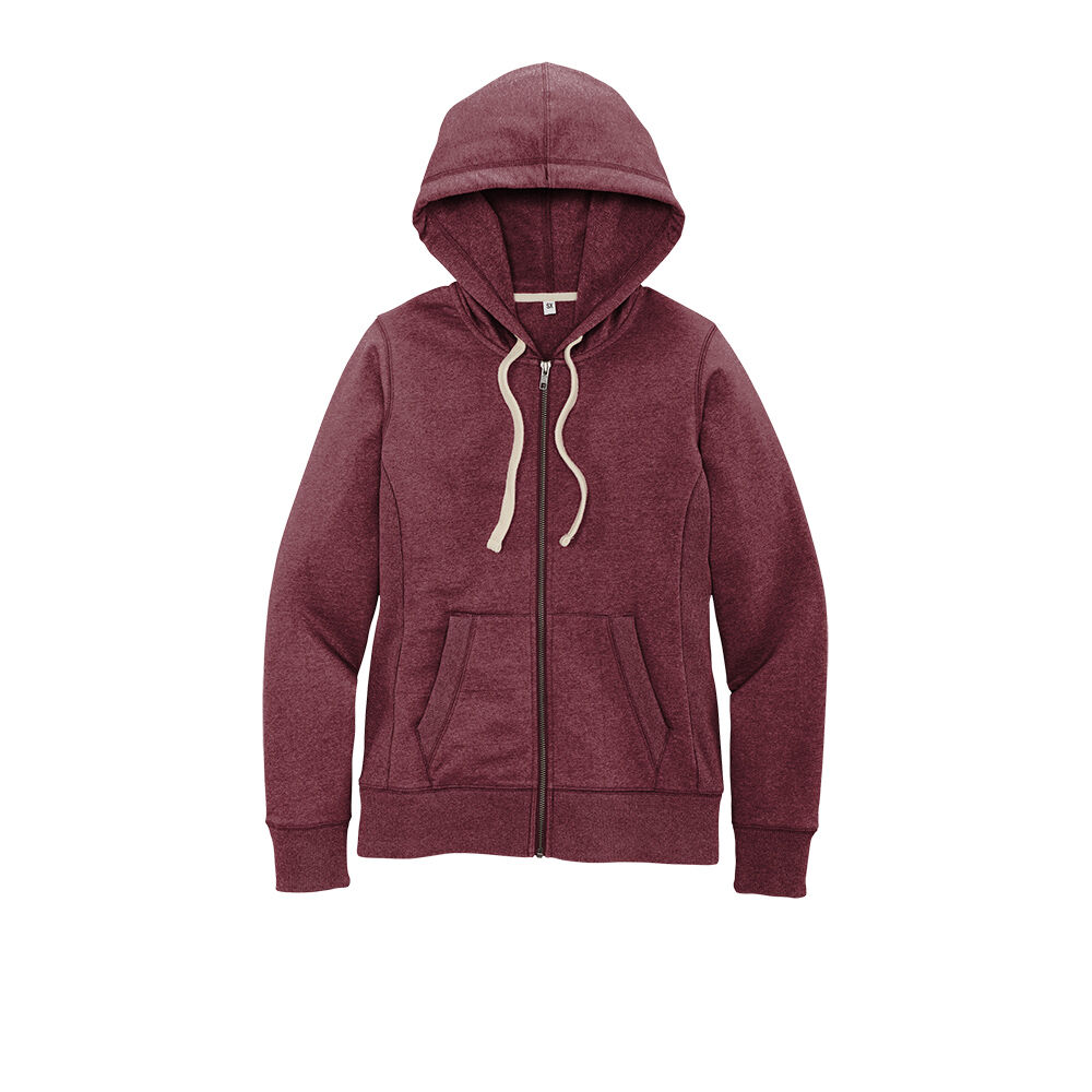 Branded District Women’s Re-Fleece Full-Zip Hoodie Maroon Heather