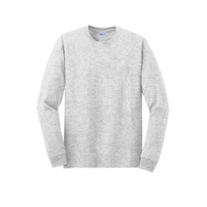 Branded Gildan Heavy Cotton 100% Cotton Long Sleeve T-shirt Ash