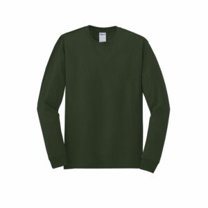 Branded Gildan Heavy Cotton 100% Cotton Long Sleeve T-shirt Forest