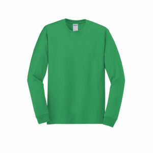 Branded Gildan Heavy Cotton 100% Cotton Long Sleeve T-shirt Irish Green