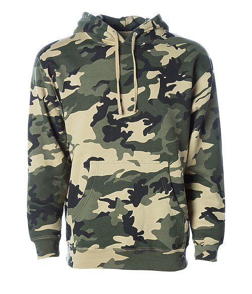 Branded Independent Trading Co. Heavyweight Hooded Sweatshirt Army Camouflage