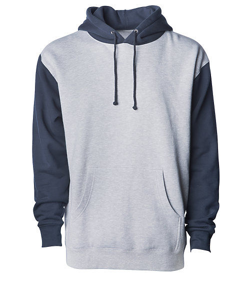 Custom Branded Independent Trading Co Hoodies - Grey Heather/Slate Blue