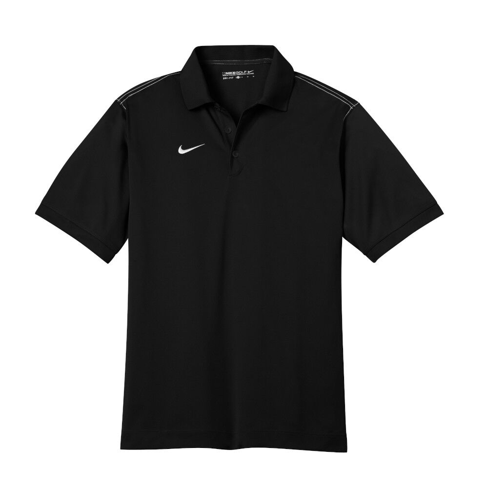 Branded Nike Dri-FIT Sport Swoosh Pique Polo Black