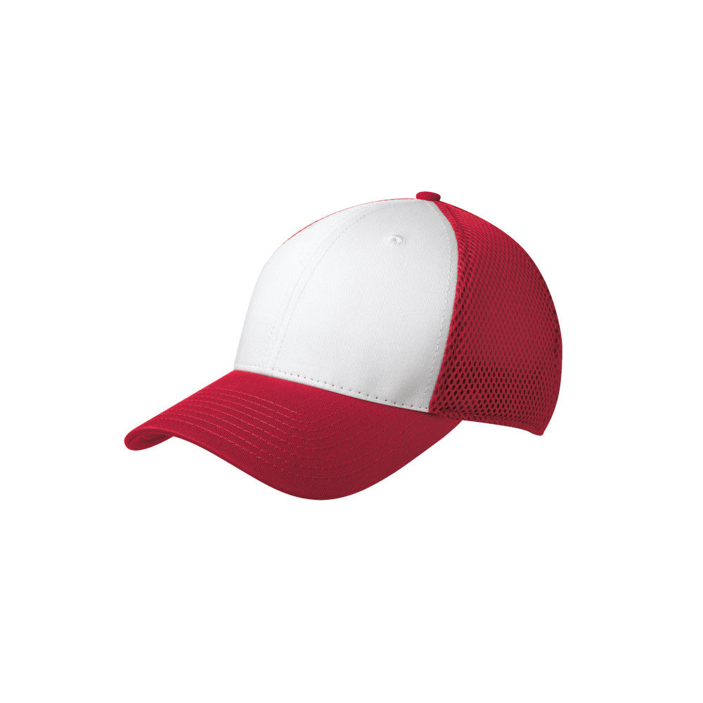 Branded New Era Snapback Contrast Front Mesh Cap White/Scarlet Red
