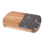 Custom Branded Black Marble Cheese Board Set with Knives - Natural